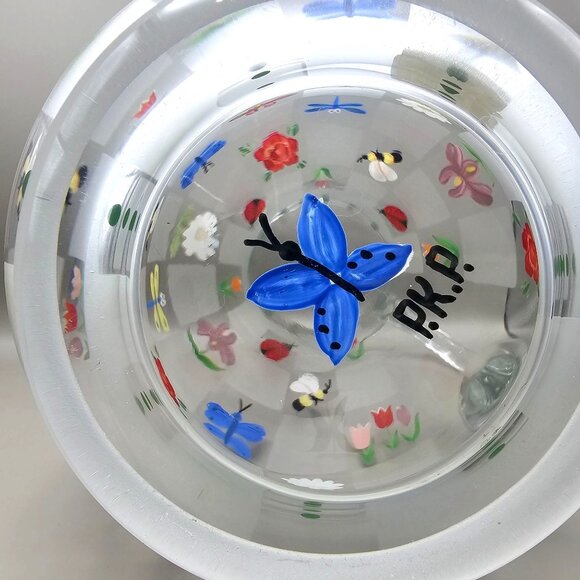 Lenox Natures Splendor Hand-Painted Glass Pitcher Floral & Insect Motifs 72 Oz - Picture 11 of 11